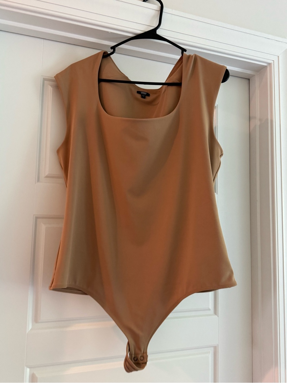 Express Sleeveless Tan Bodysuit with Scoop Neck